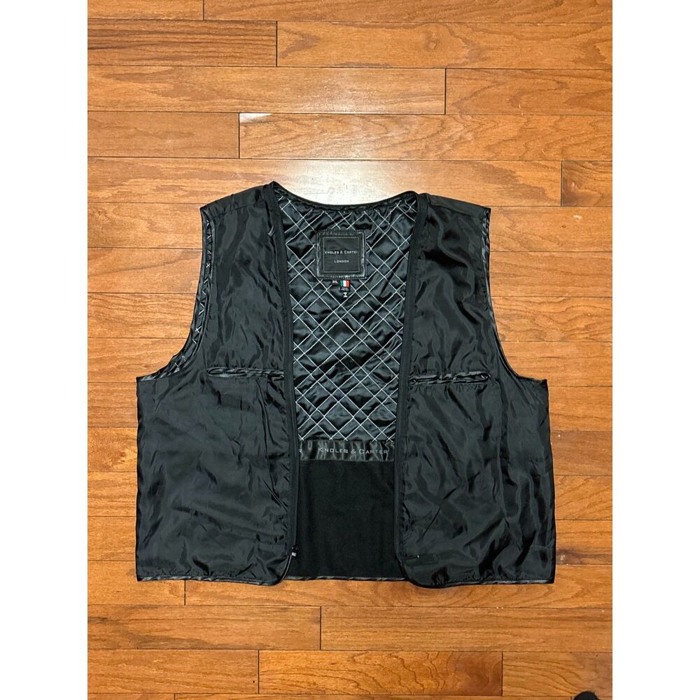 Knoles & Carter London Leather Mens 2XL Black Italian Lambskin Quilted Lined